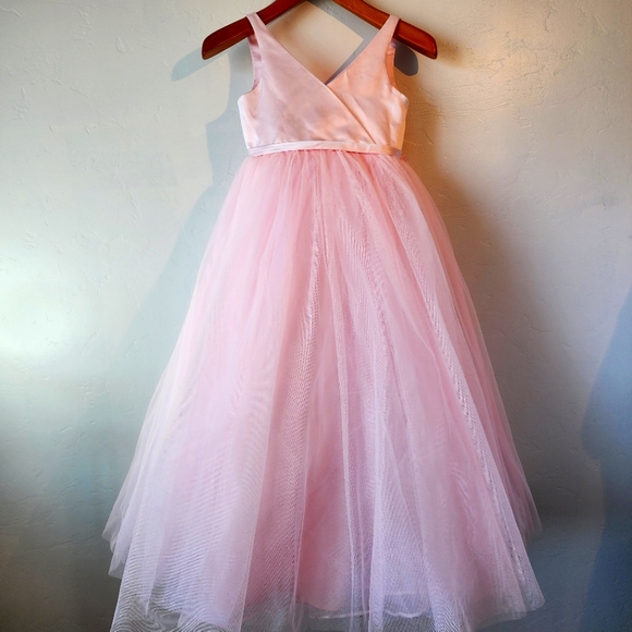 JJs House Other - Ball-Gown Princess Floor-Length Satin Tulle Flower Girl Dress Blushing P…